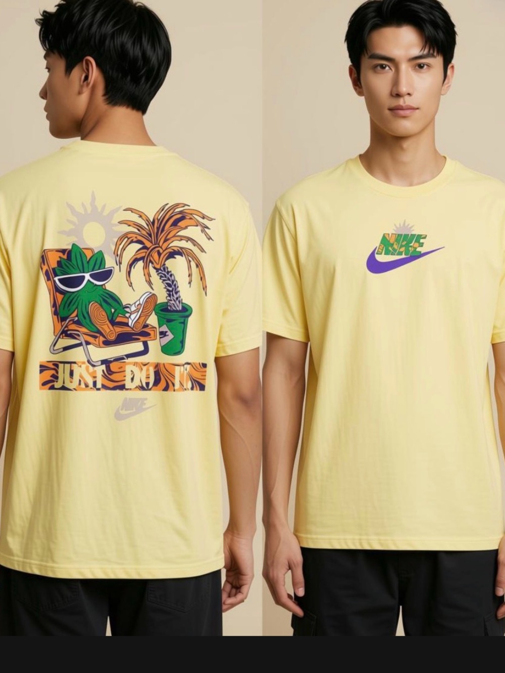 🌴Nike Yellow Tropical Graphic Tee 100% cotton $discounted shipping$